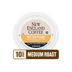 New England Coffee box beside a ruler for size and quantity comparison benefit
