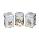 New English Teas front view of three Alice in Wonderland tins, ideal for gifting