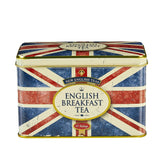 New English Teas front tin showing Union Jack, decorative and protective