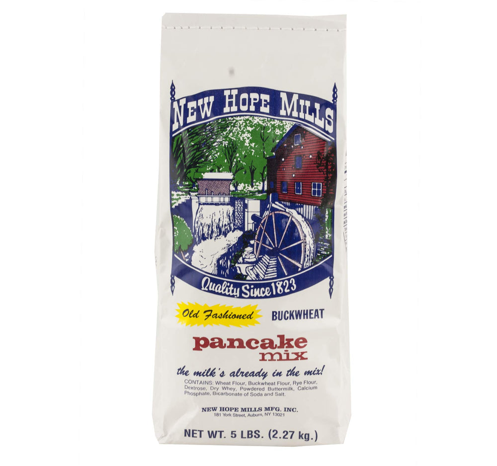 New Hope Mills front packaging showing 5 lb bag and clear labeling for pantry convenience