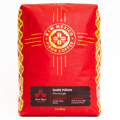 New Mexico Piñon Coffee front packaging shows 2 lb bag and bold branding for easy identification