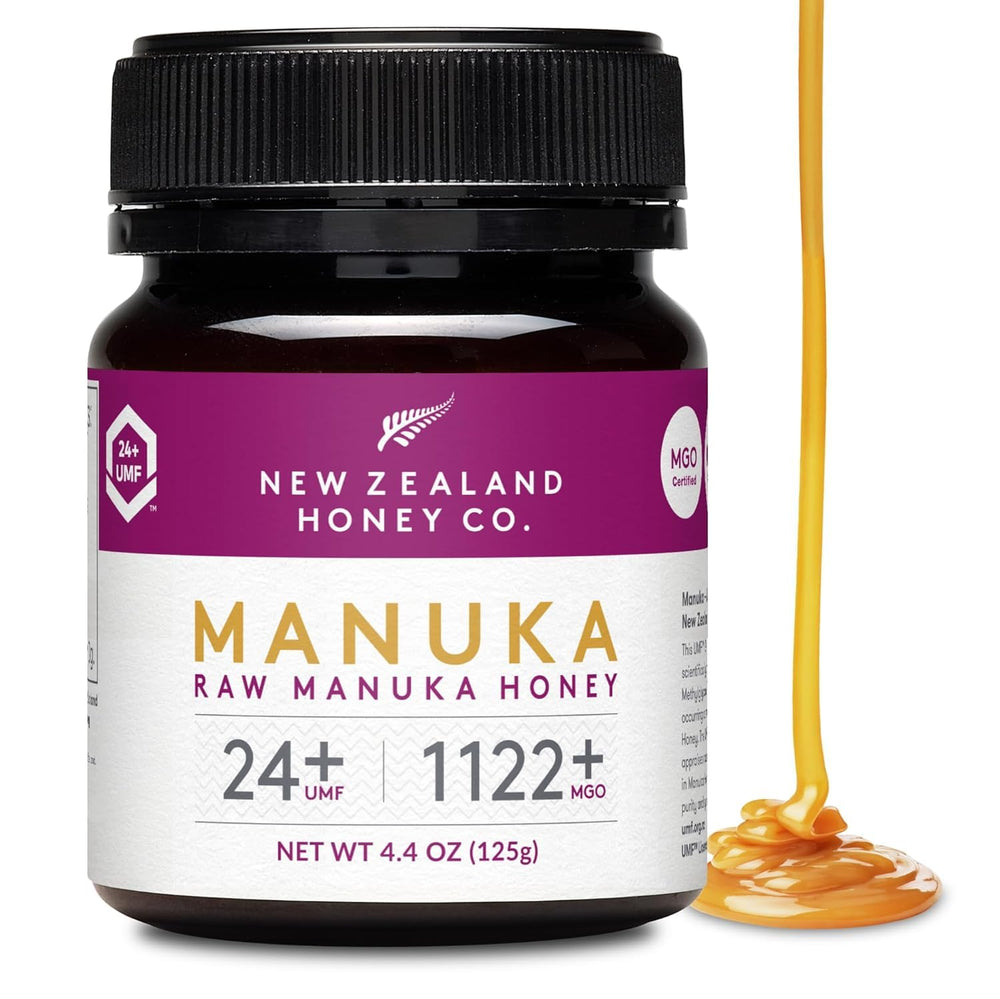 NEW ZEALAND HONEY CO front jar showing UMF 24+ label and premium presentation