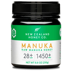 NEW ZEALAND HONEY CO front jar showing UMF 28+ with authentic label, premium assurance