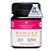 NEW ZEALAND HONEY CO front jar view shows UMF 20+ potency for confident purchase