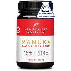 NEW ZEALAND HONEY CO front packaging showing UMF 15+ certification and authenticity