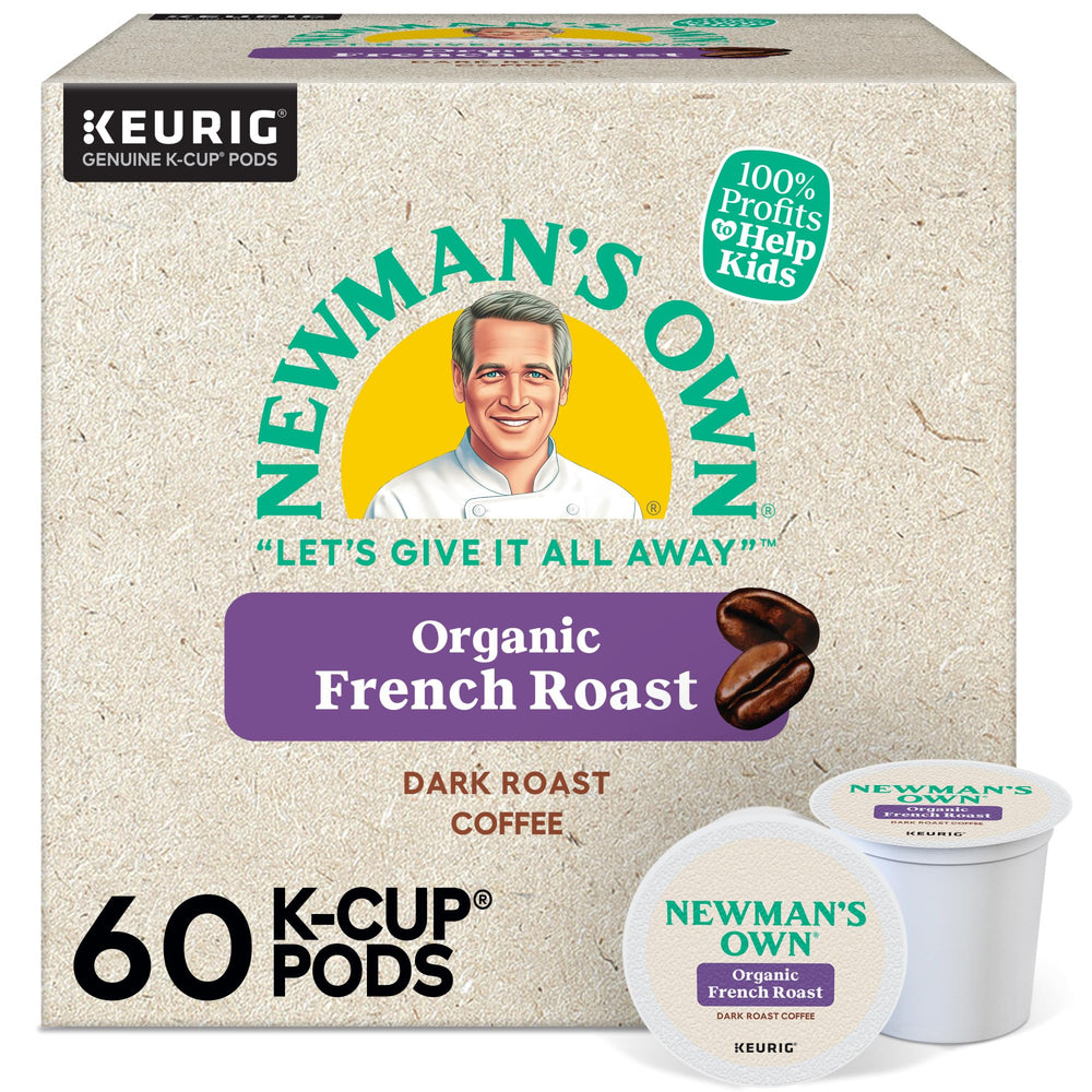 Newman's Own front box showing organic French Roast benefit of charitable support