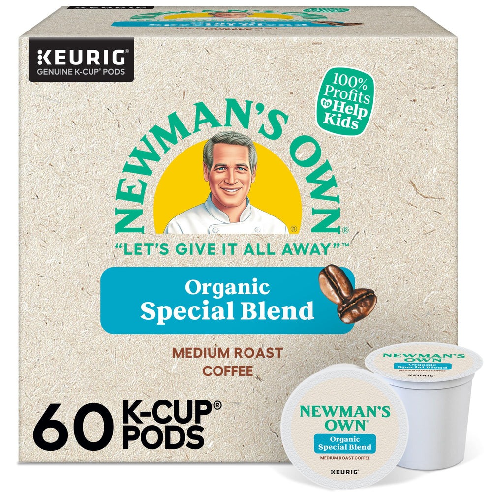 Newman's Own front packaging showing 60-count pods and convenient sleeves
