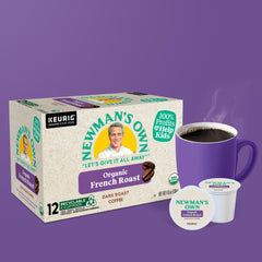 Newman's Own K-Cup top label detail showing roast and certification benefits