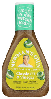 Newman's Own front packaging showing six 16 oz bottles and clear labeling, convenient bulk supply