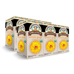 Newman's Own front packaging showing organic turmeric ginger tea benefits