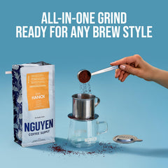Nguyen Coffee Supply brewed cup steaming, showing deep color and body