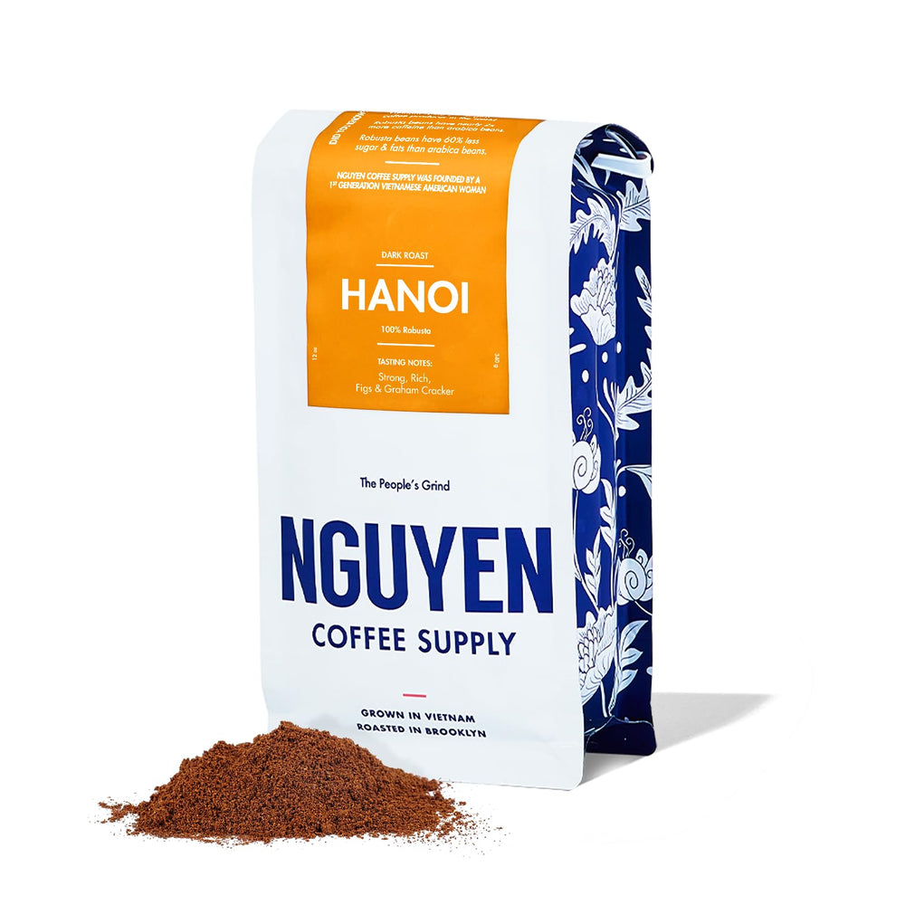Nguyen Coffee Supply front bag shot showing label and roast benefits