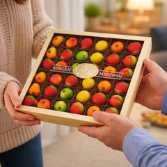 Niederegger marzipan tray served on table demonstrating easy entertaining benefit
