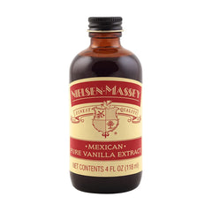 Nielsen-Massey label close-up highlighting Mexican origin and small-batch claim