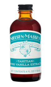 Nielsen-Massey bottle front label showing product and quality benefits