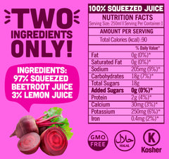 NILO beetroot juice poured into glass illustrating vivid color and freshness