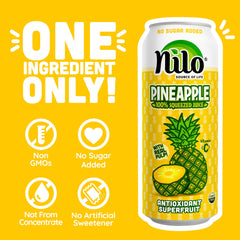 NILO can top open revealing ready-to-drink fresh pineapple juice