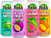 NILO front pack showing all four tropical juice bottles and clear labeling benefit variety