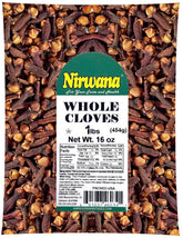 Nirwana front packaging showing 16oz resealable pouch and premium cloves benefit freshness