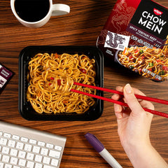 NISSIN sauce packet detail emphasizing bold spicy teriyaki flavor