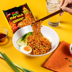 Nissin Fire Wok prepared bowl served with vegetables demonstrating quick meal