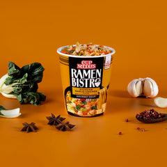 NISSIN open cup with rehydrated ingredients and ready-to-eat benefit