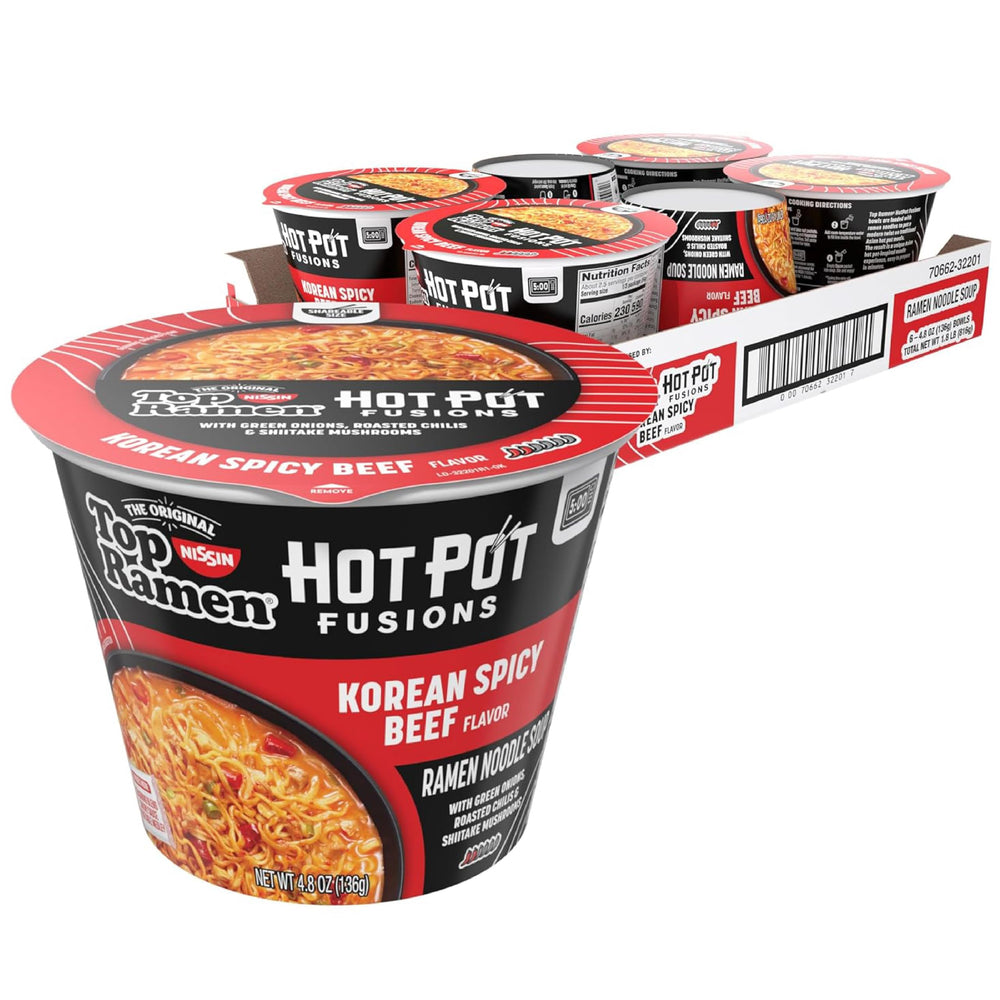 NISSIN front packaging showing bold Hot Pot Fusions label and benefits