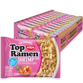 NISSIN front packaging showing shrimp flavor and 24-pack convenience