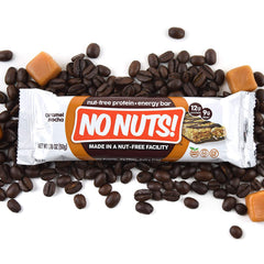 No Nuts! single caramel mocha bar unwrapped revealing layers and taste