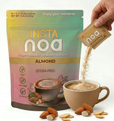 NOA front packaging showing 30 almond creamer sachets and convenience