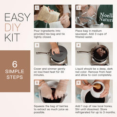 Noelle's Naturals reusable brew bag with ginger and cloves close-up, highlighting convenience