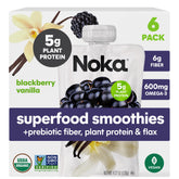 NOKA front packaging showing blackberry vanilla 6-pack and shelf-stable convenience