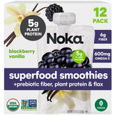 NOKA front packaging showing blackberry vanilla pouch and 12-pack convenience