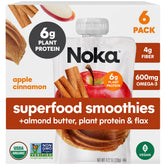 NOKA front packaging showing apple cinnamon almond butter flavor and organic benefit
