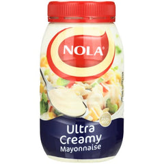 Nola mayonnaise front bottle showing label and size, convenient large format