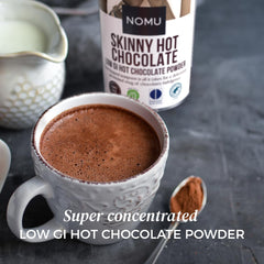 NOMU close-up of cocoa powder texture highlighting rich 60% cocoa flavor