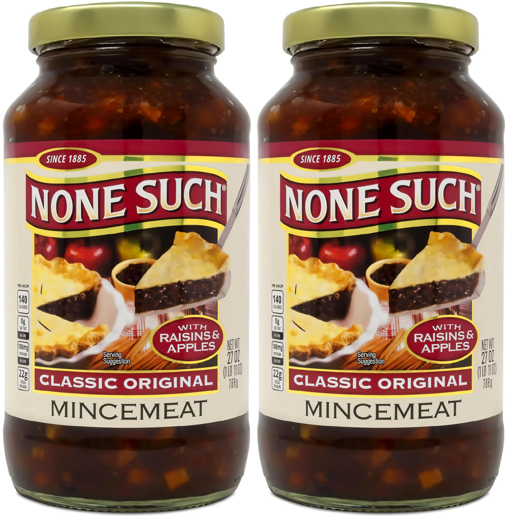 None Such front jar label showing product name and vintage look benefits convenience