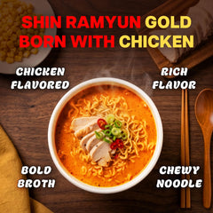 Nongshim open bowl overhead displaying noodles and broth for quick meal