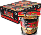 Nongshim Shin Ramyun Black front packaging showing cup and logo, vibrant appeal