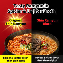 Nongshim Shin Ramyun bowl toppings with shiitake carrots scallions for texture