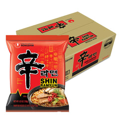 Nongshim Shin Ramyun front packaging showing brand and spicy noodle appeal