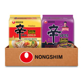Nongshim front packaging showing both Gold and Tom Yum for pantry appeal