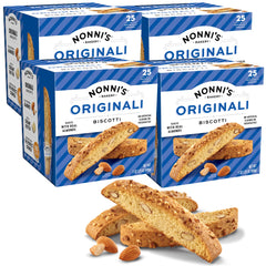 Nonni's front packaging showing brand and almond biscotti, highlights freshness