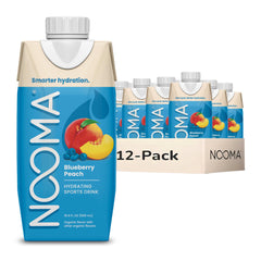 NOOMA blueberry peach front packaging showing organic label and benefits