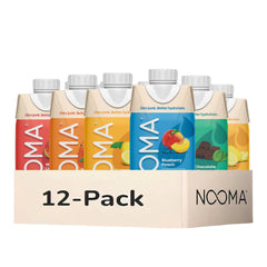 NOOMA front packaging showing variety pack and organic badge for quick recognition