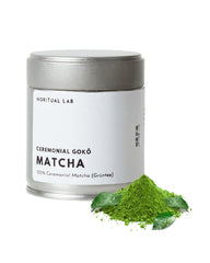 NORITUAL LAB tin front view showing premium ceremonial matcha packaging and clarity