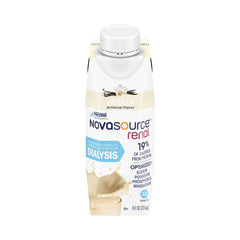 Novasource Renal vanilla poured from carton showing convenient serving