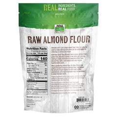 NOW Foods almond flour close-up texture displaying fine, unblanched grind