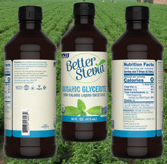 Close-up of a dropper pouring BetterStevia with NOW Foods, easy controlled sweetness