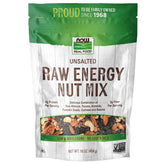 NOW Foods front packaging showing the raw energy nut mix and clear ingredients benefit convenience